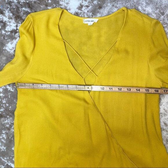 Cotton Candy yellow wrap flutter sleeve blouse SZ SM - Picture 6 of 8